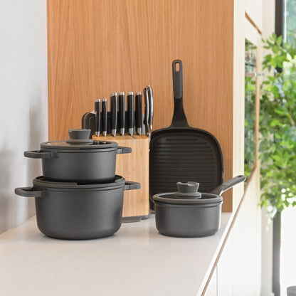 Sauteerpan voor antikleef koken met Stone+ deksel - Ø 28cm, dubbele handgreep