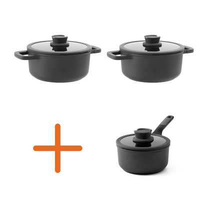 PROMO Stone+ Kookpottenset Ø 18 cm Ø 20 cm Ø 24 cm